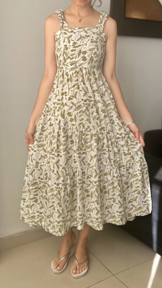 Vestido Catalina - Verde / Blanco
