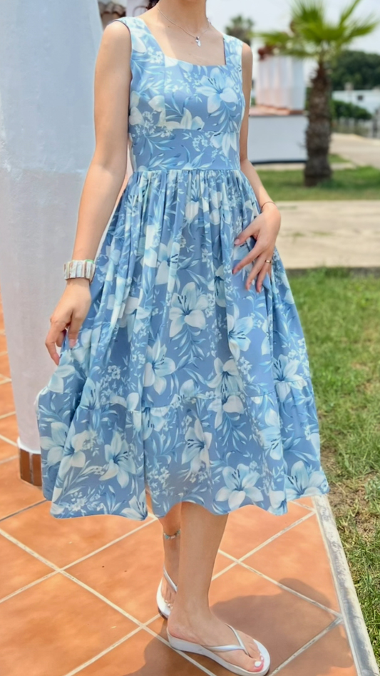 Vestido Dary - Celeste Acero