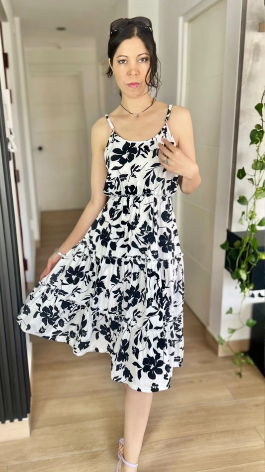 Vestido Micaela - Blanco/Negro