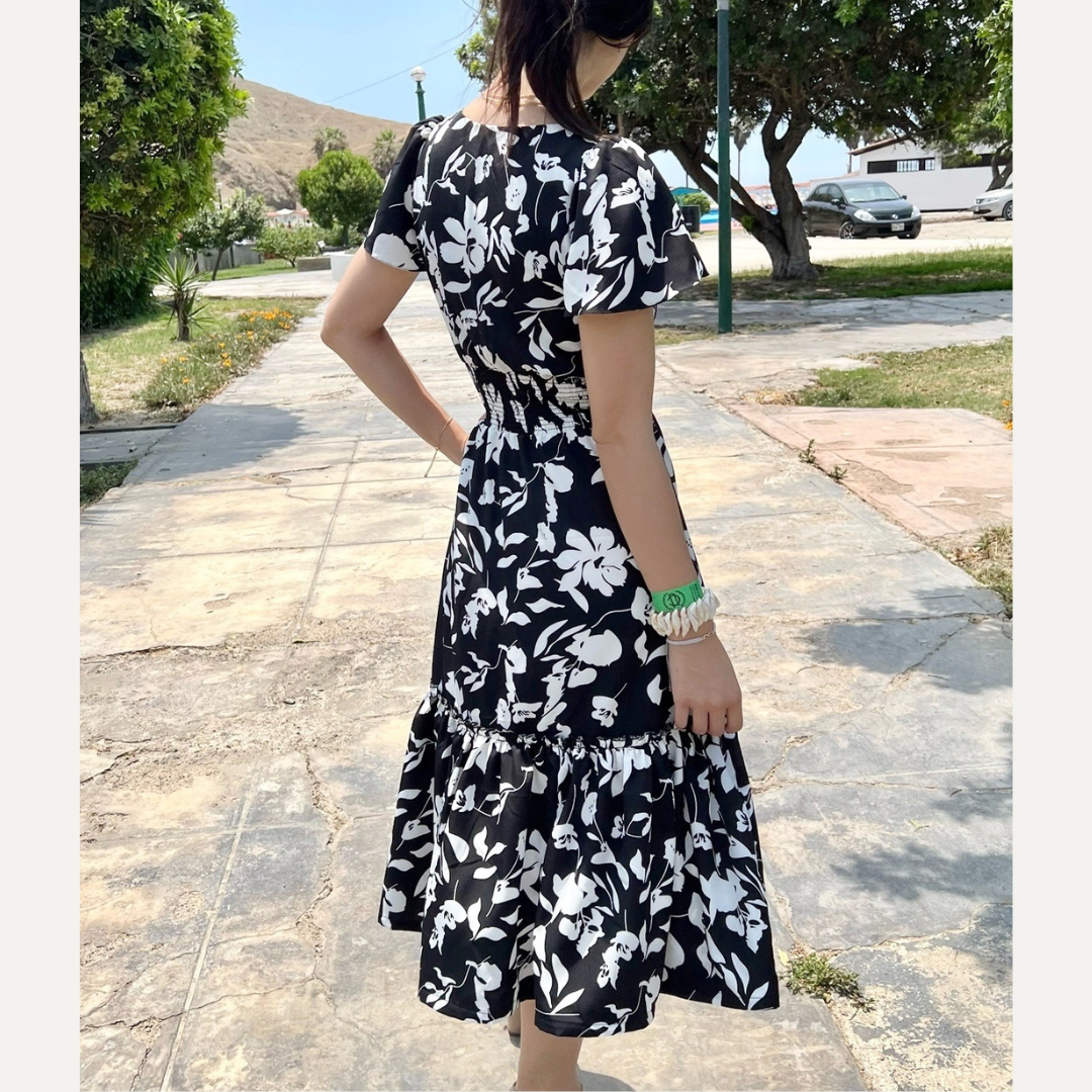 vestido casual, seda francesa, vestido largo, vestido negro