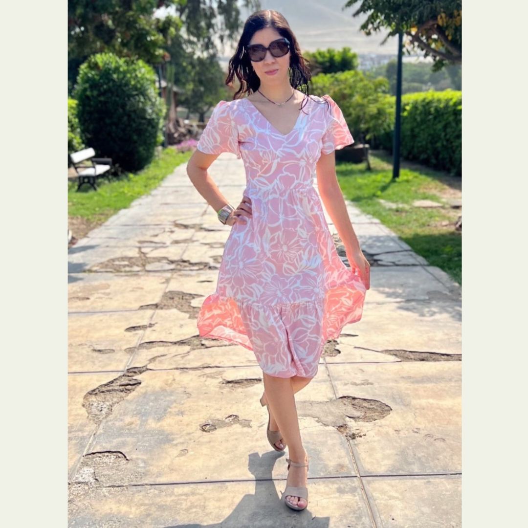 vestido rosado, vestido fresco, vestido casual