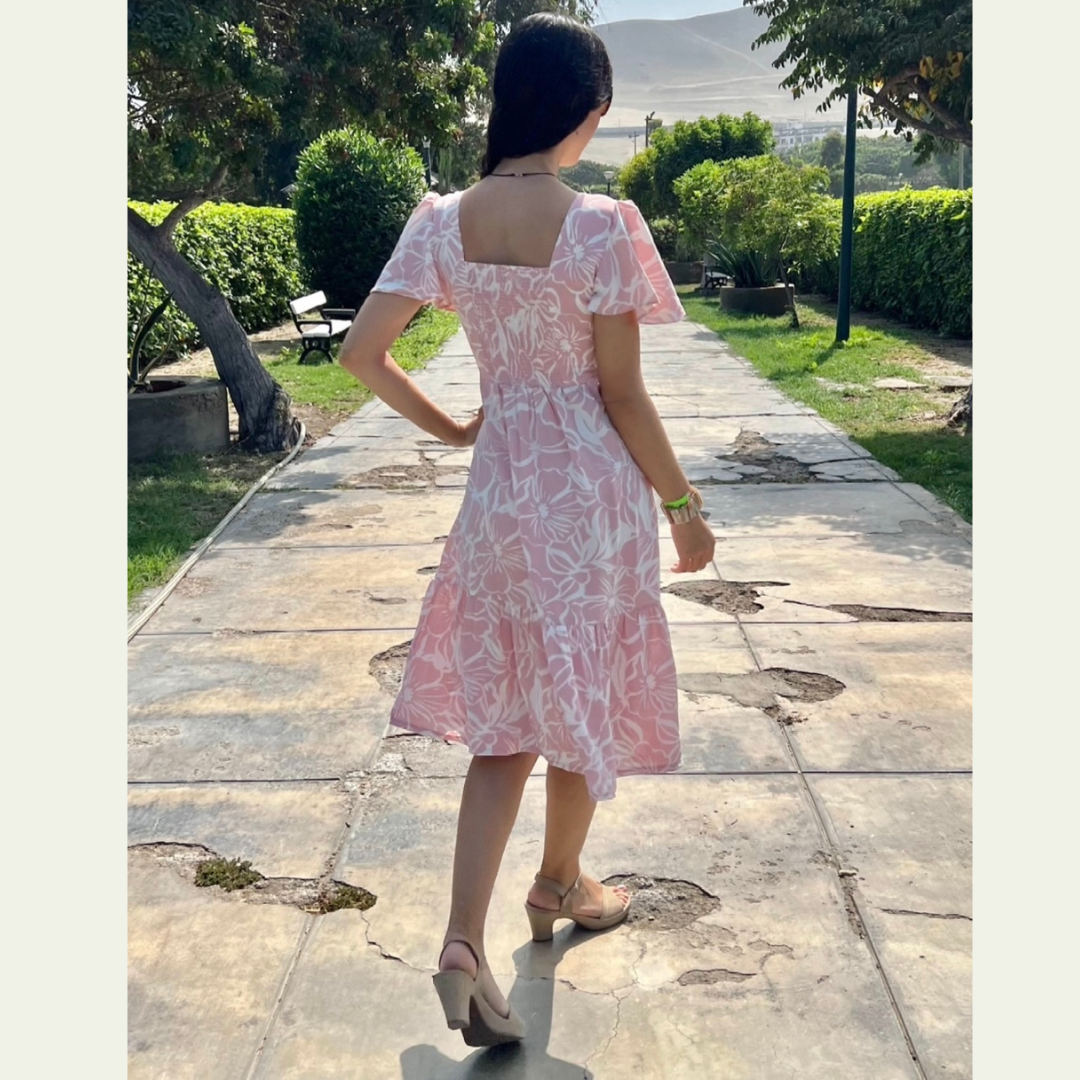 vestido rosado, vestido fresco, vestido casual