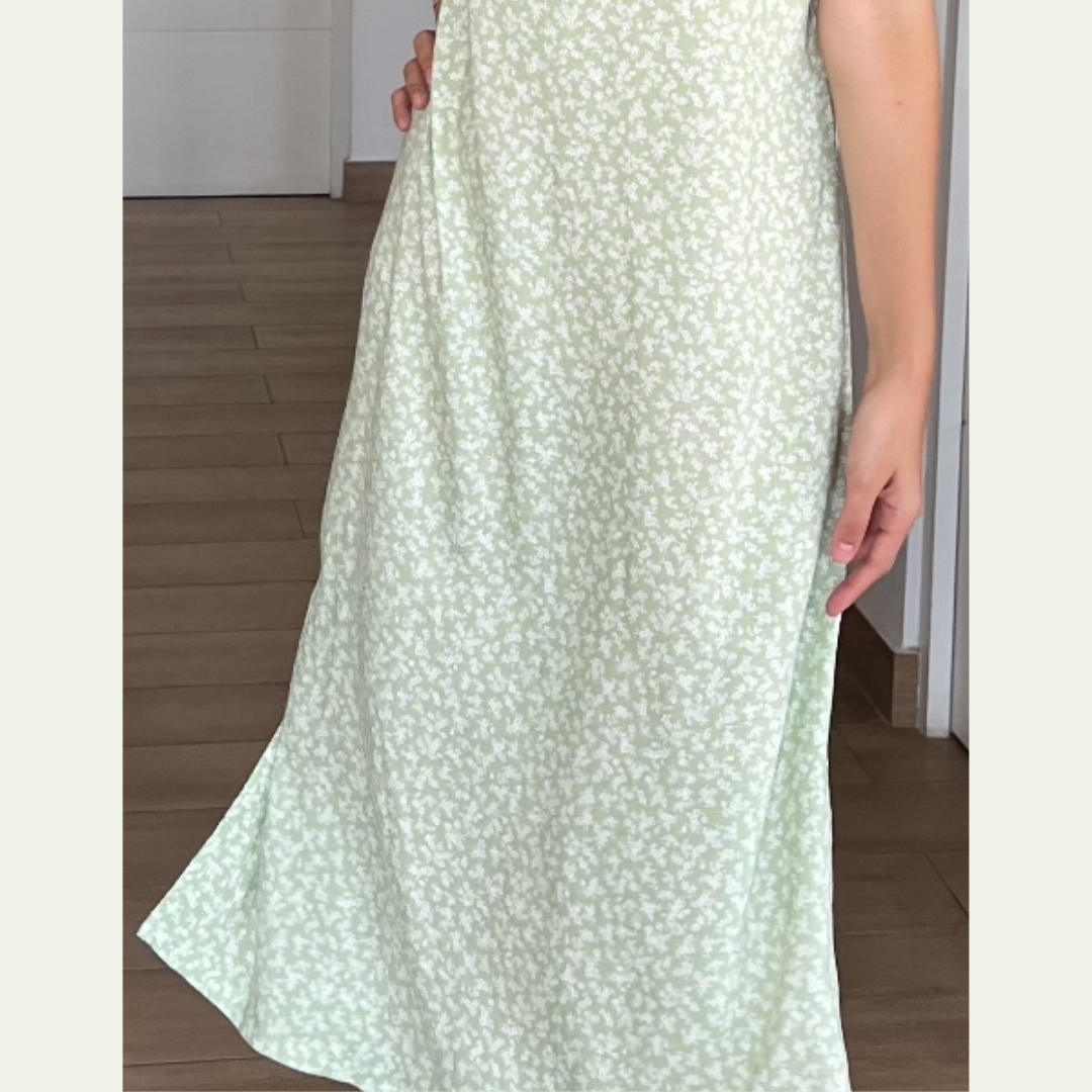 vestido largo, verano, vestido verde, lino