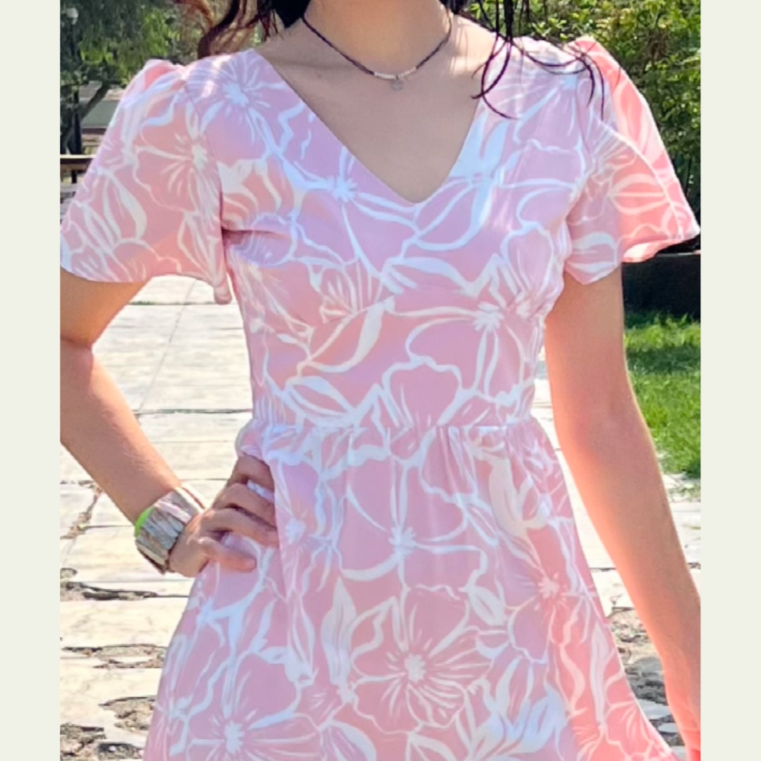 vestido rosado, vestido fresco, vestido casual