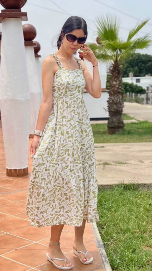 Vestido Catalina - Verde / Blanco