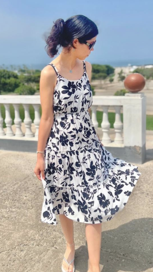 Vestido Micaela - Blanco/Negro