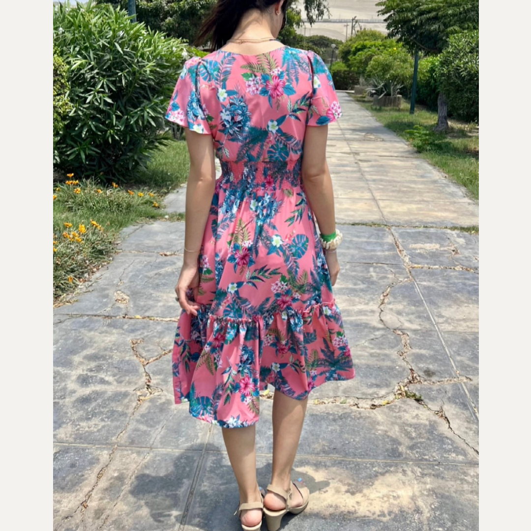 vestido casual, seda francesa, vestido largo, vestido rosado