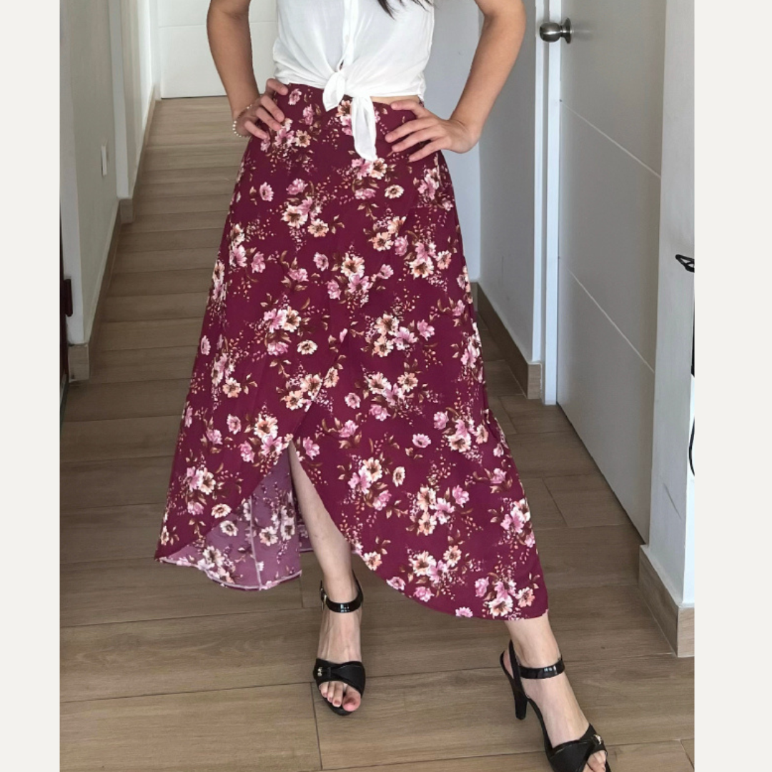 Falda larga, falda de seda