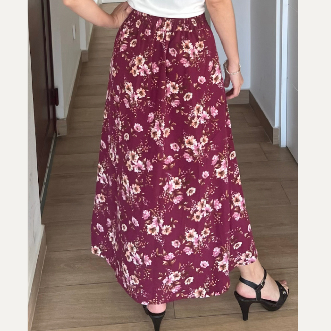 Falda larga, falda de seda