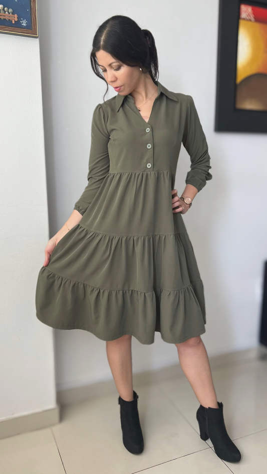 Vestido Mery - Verde oliva